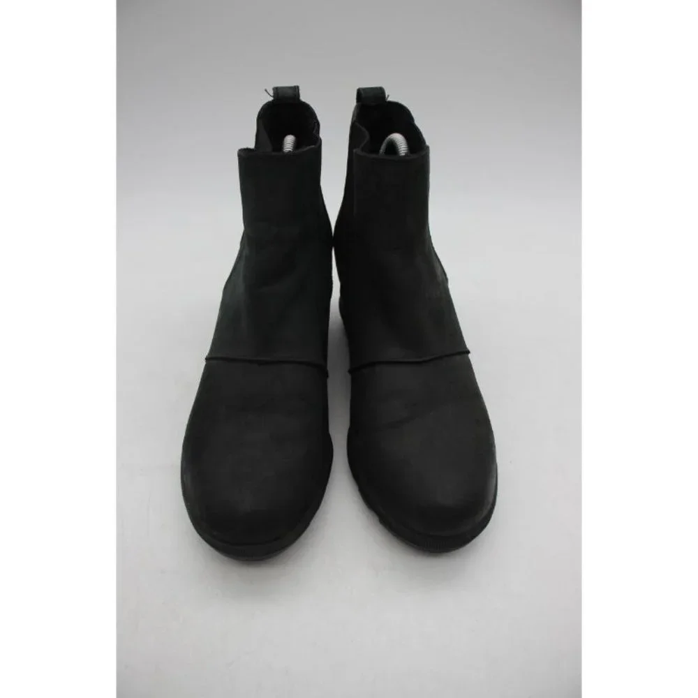 Sorel Women's Size 9.5 Joan Of Arctic Wedge II Chelsea Black Leather NL3022-010